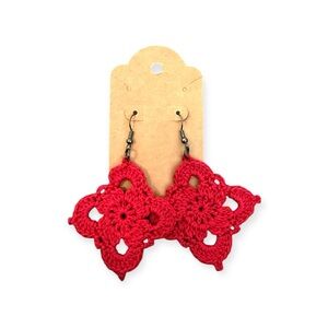 Hand Crafted Vibrant Red Crochet Earrings